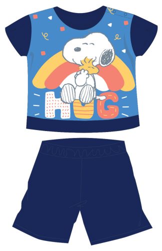 Snoopy short-sleeved summer cotton baby pajamas - dark blue - 92