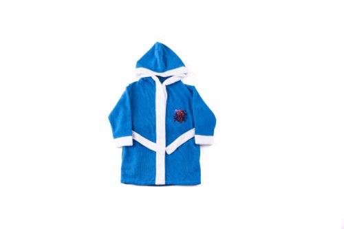 Children's robe - Microfiber hooded - Spiderman - 134-140 - medium blue