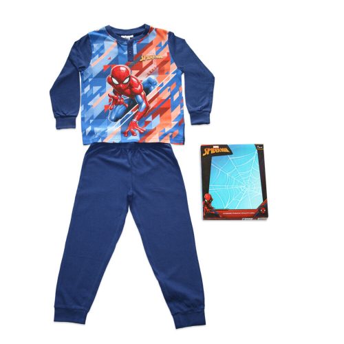 Long thin cotton children's pajamas - Spiderman - with abstract pattern - Jersey - dark blue - 98