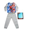 Pigiama per bambini lungo e sottile in cotone - Spiderman - con motivo astratto - Jersey - grigio - 116