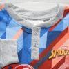 Pigiama per bambini lungo e sottile in cotone - Spiderman - con motivo astratto - Jersey - grigio - 116