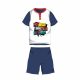 Summer short-sleeved cotton pajamas for children - Spiderman - with Spiderman inscription - dark blue - 122