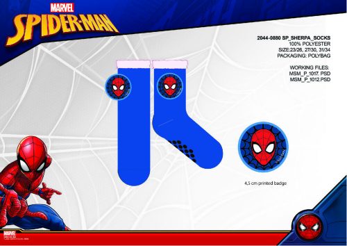 Spiderman non-slip warm winter socks for children - sherpa socks - dark blue