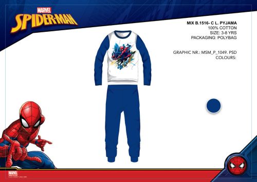 Spiderman children's jersey pajamas - cotton pajamas - dark blue