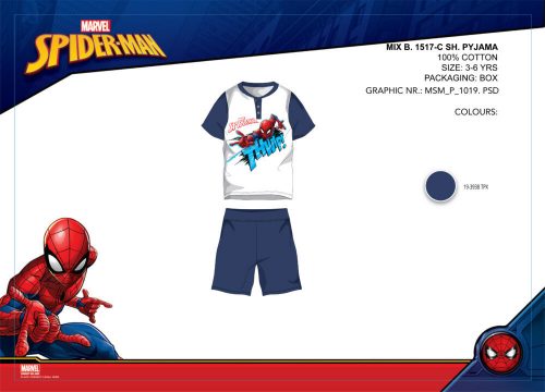 Spiderman summer short-sleeved children's pajamas - cotton pajamas - dark blue