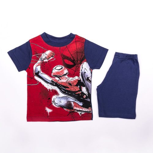 Completo estivo in cotone per ragazzo Spiderman - set t-shirt-pantaloncini - blu scuro - 128