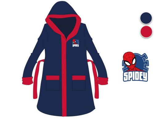 Accappatoio in cotone con cappuccio Spiderman per bambini - blu scuro - 110-116