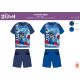 Stitch cotton summer ensemble for little boys - t-shirt-shorts set - medium blue - 104