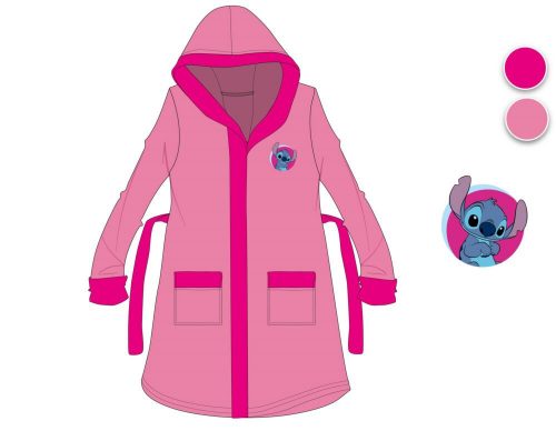 Bavlněný župan Disney Stitch s kapucí pro holčičky - růžový - 122-128