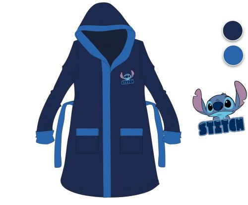 Disney Stitch hooded cotton robe for boys - dark blue - 110-116