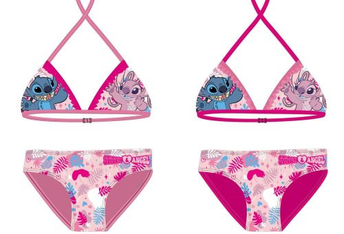 Stitch two-piece swimsuit for little girls - bikini with triangle top - pink - 122