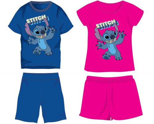 Disney Stitch pamut nyári együttes - póló-rövidnadrág szett - középkék - 116