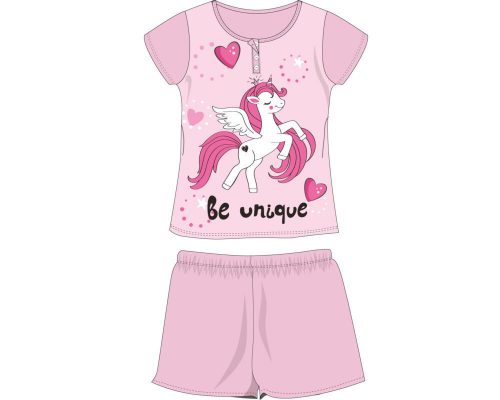 Pijamale de vară pentru copii din bumbac cu mâneci scurte - Unicorn