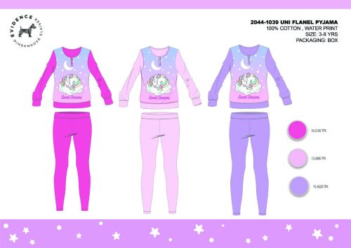 Winter-Kinderpyjama aus dicker Baumwolle - Flanellpyjama - Einhorn - Rosa - 116