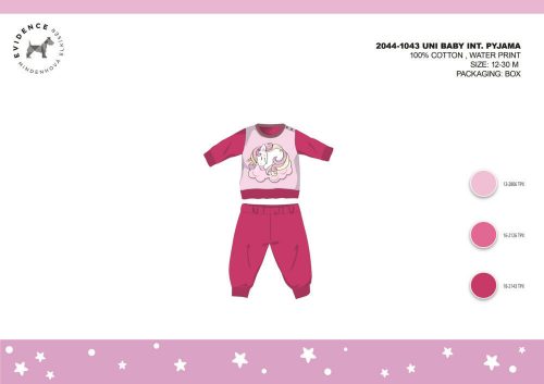 Winter cotton interlock baby pajamas - Unicorn - pink - 80