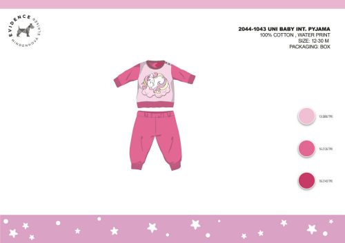 Winter cotton interlock baby pajamas - Unicorn - pink - 86