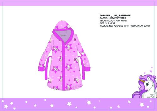 Microfiber hooded robe for children - Unicorn - 110-116