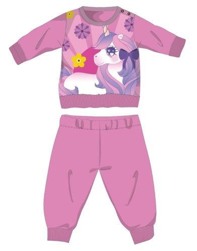 Unicorn winter thick baby pajamas - cotton flannel pajamas - dark pink - 80s