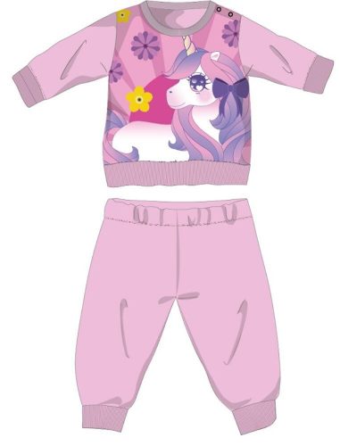 Unicorn winter thick baby pajamas - cotton flannel pajamas - light pink - 80