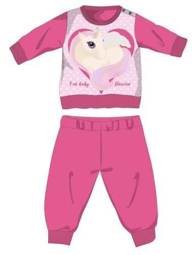 Unicorn winter cotton baby pajamas - interlock pajamas - pink - 92