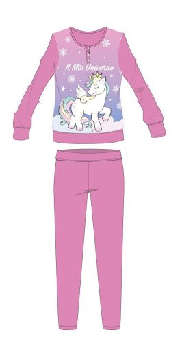 Einhorn-Winter-Pyjama für Kinder, dick, Baumwollflanell-Pyjama, Mauve, 110