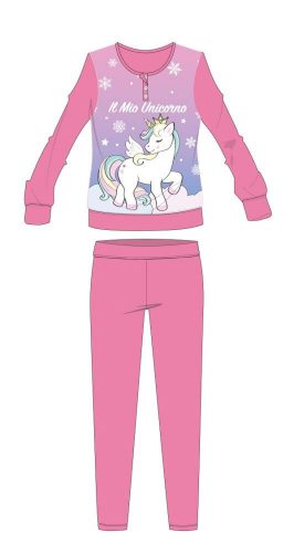 Einhorn-Winter-Pyjama für dicke Kinder – Pyjama aus Baumwollflanell – Rosa – 110