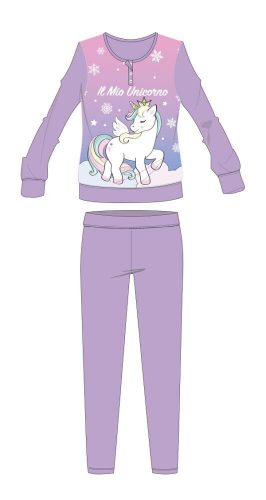 Unicorn winter thick children's pajamas - cotton flannel pajamas - light purple - 122