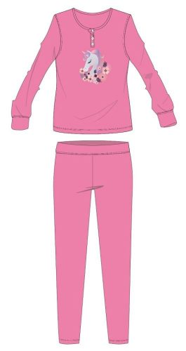 Einhorn-Pyjama aus Baumwollflanell – winterlicher, dicker Kinderpyjama – Rosa – 104