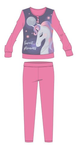 Unicorn winter cotton children's pajamas - interlock pajamas - with Sweet Dreams inscription - pink - 110