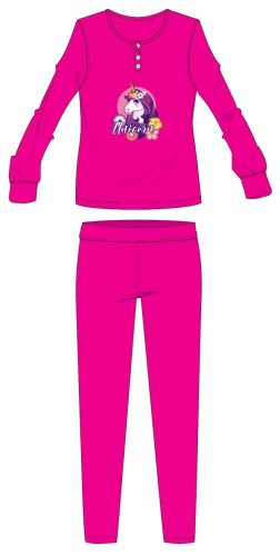 Einhorn-Winter-Kinderpyjama aus Baumwolle – Interlock-Pyjama – Rosa – 104