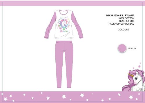 Unicorn children's jersey pajamas - cotton pajamas - light purple - 104