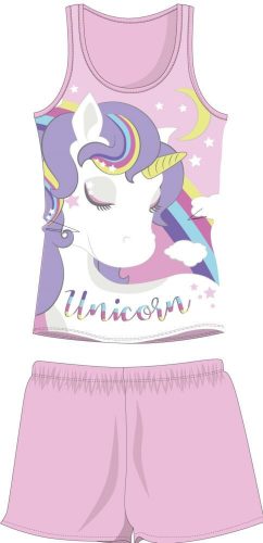 Unicorn sleeveless summer children's pajamas - cotton pajamas - light pink - 104