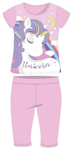 Pijamale de vară din bumbac cu mânecă scurtă Unicorn - Pijamale din Jersey pentru copii - Roz deschis - 116