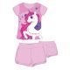 Unicorn cotton summer ensemble - T-shirt and shorts set - light pink - 104