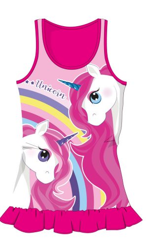 Unicorn summer cotton beach dress - pink - 128