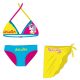 Unicorn swimsuit set - bikini with triangle top + skirt for little girls - turquoise-pink-yellow - 110