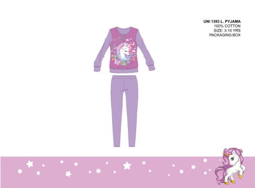 Unicorn thin cotton children's pajamas - jersey pajamas - purple - 104