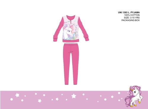 Unicorn thin cotton children's pajamas - jersey pajamas - pink - 104