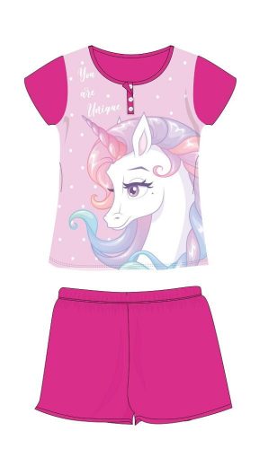 Unicorn summer short-sleeved children's pajamas - cotton jersey pajamas - pink - 110