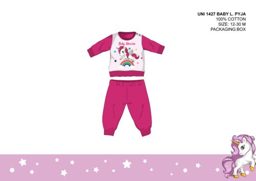 Unicorn baby pajamas - jersey cotton pajamas - pink - 98