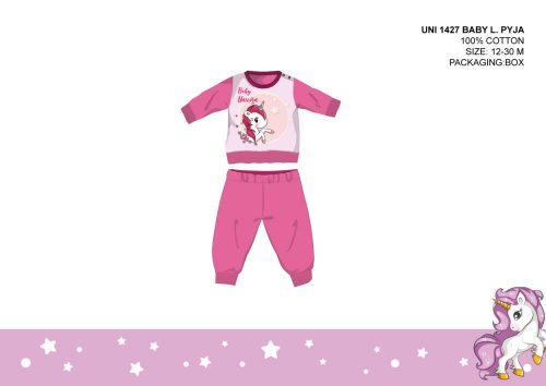 Einhorn-Babypyjama – Jersey-Baumwollpyjama – Dunkelrosa – 92