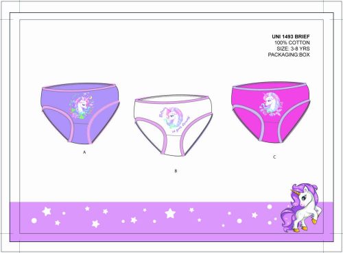 Unicorn panties for girls - 3-piece cotton panties