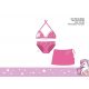 Completo costume da bagno unicorno per bambina - bikini con top a triangolo + gonna - rosa - 122